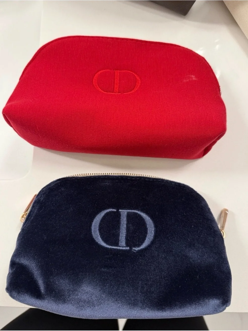 Dior Beauty✨❤️💙GWP Red Canvas & Navy Velvet Makeup Pouches